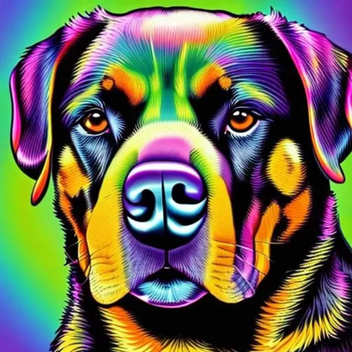 Prompt: Lisa Frank style dog Rottweiler portrait 