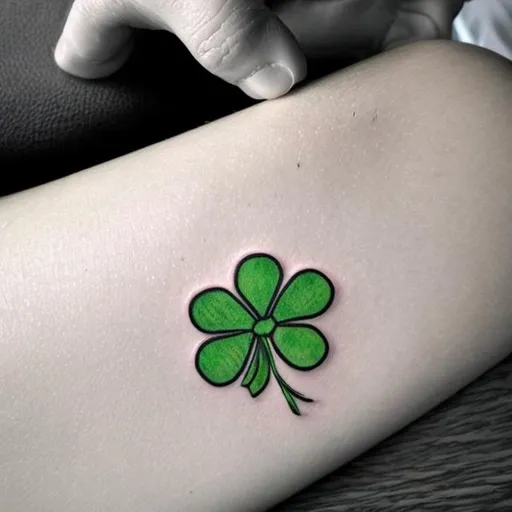 Prompt: make a tatoo of a four leaf clover