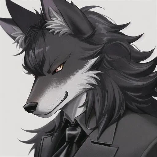 Prompt: A black dapper mafia wolf, close up