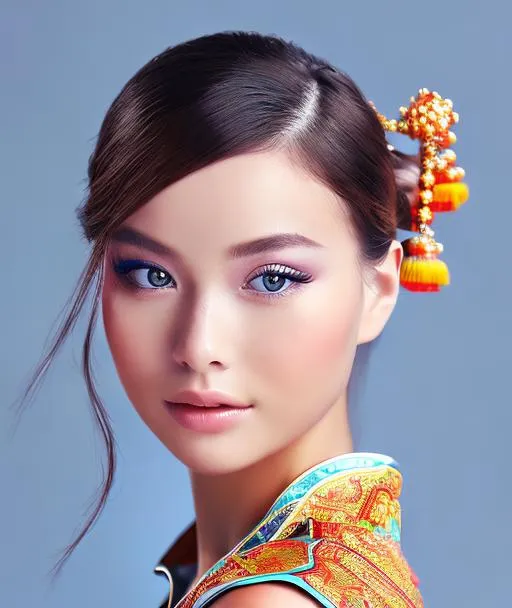 Prompt: pretty girl with traditional chinese dress