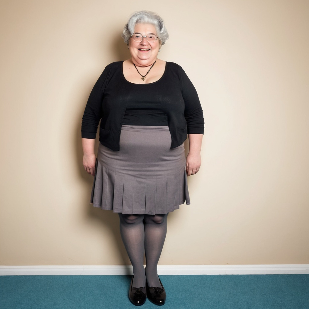 Large Obese Granny Nylons Tights Grey Hair Flat Shoe Openart