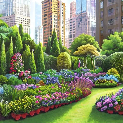 Prompt: garden in the city