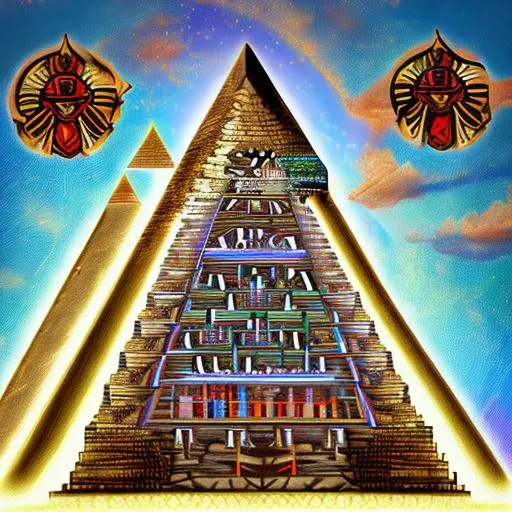Prompt: pyramid totem kanoon he 3rd eye into a logo