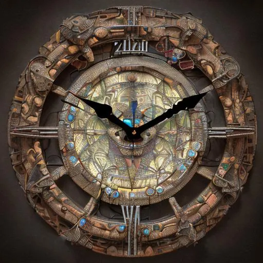 Prompt: An intricate Earth clock, Prague Orloj, hyperdetailed, fractal, intricate, maze, rainbow metal