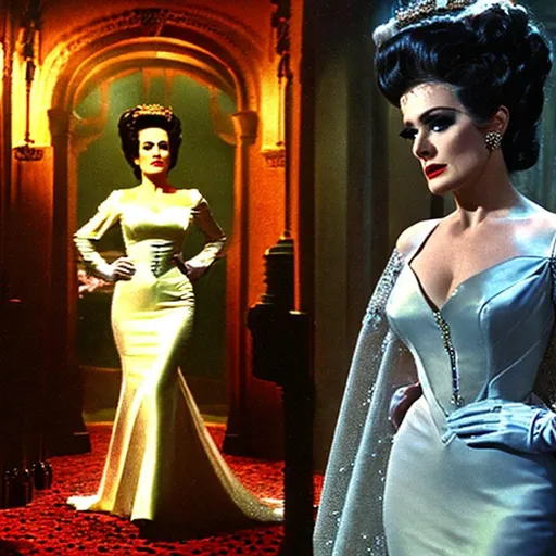 Prompt: modern remake of Bride of Frankenstein by  James Whale, set in the year 2035, full colour, hyper detailed, HDR, UHD