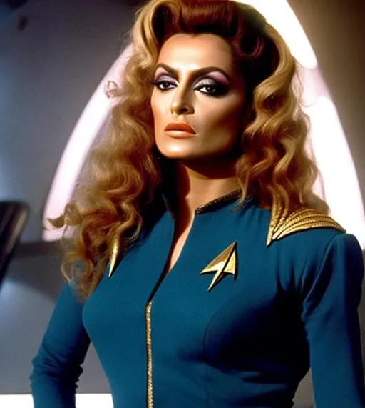 Prompt: Paulina Rubio as a Vulcan on Star Trek, with a Star Trek background, in the style of "Star Trek: The Wrath of Khan."