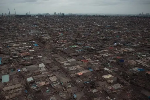 Prompt: extremely populated moderately derelict south american city