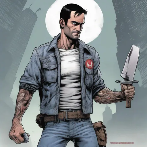 Prompt: CM Punk as Ash Williams
  illustrated by  Geoff Johns