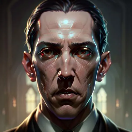 concept art portrait of Lovecraft by Greg Rutkowski,...