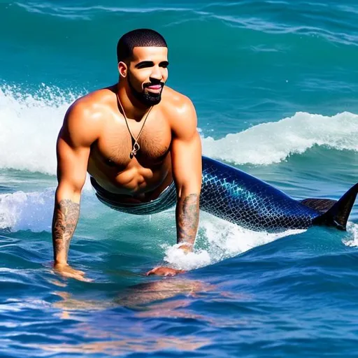 Prompt: Drake is a mermaid