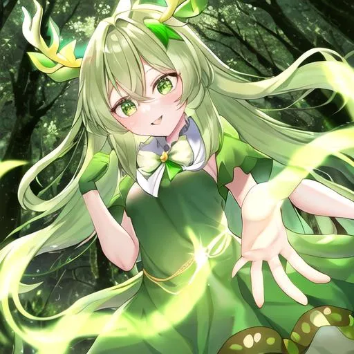 Custom Cursor on X: This girl with long lime hair, green eyes, curled  horns, and sharp teeth is named Valac Clara and she is the character of the  anime in cursor Welcome