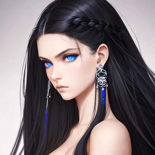 Prompt: An insanely beautiful girl around 16 years old. wearing black skull earrings. holding a sharp dagger in one hand. perfect anatomy, symmetrically perfect face. beautiful deep blue eyes. beautiful long black wavy hair. hyper realistic. no extra limbs or hands or fingers or legs or arms. full body view.
