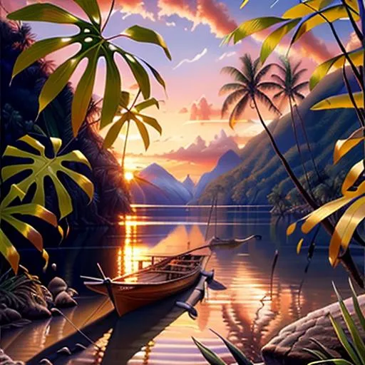 Tropical paradise, beautiful sunset, highly realisti... | OpenArt