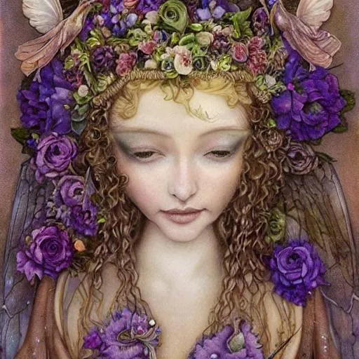 Prompt: fairies with wings brian froud art, daniel merriam the high wheeler art, daniel merriam fit for a queen art, jennifer healey art, nicoletta ceccoli, daniel merriam, fantasy art, renaissance gown, hyper realistic flower bouquet painting, sparkles, Beautiful goddess, Haute Couture, princess dress, beautiful symmetrical face, pre-raphaelite, soft shadows, stunning, dreamy, elegant, ornate, style of michael parks, hyper-realistic, matte painting , enhanced, photo render, 8k, art by artgerm, 8 k hyperrealistic, crackles, hyperdetailed, beautiful lighting, detailed background, depth of field, symmetrical face, frostbite 3 engine, cryengine, bubbles, dragonflies, garden of roses and peonies background, ultra detailed, soft lighting