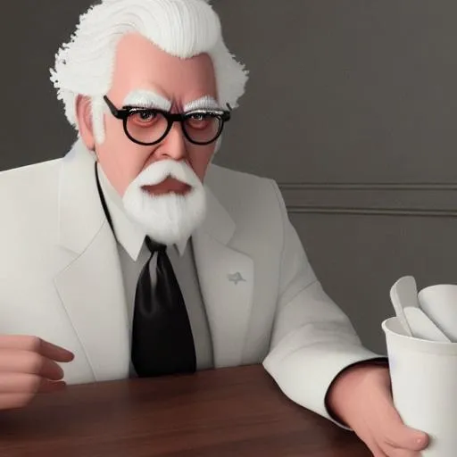 Prompt: fortnite colonel sanders Ultra HD UHD  2K 4K 8K 12K 16K 32K 64K Photorealistic Photorealism Masterpiece Beautiful 