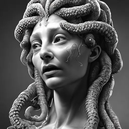 Prompt: Hyper realistic face beautiful hyper detailed Medusa 