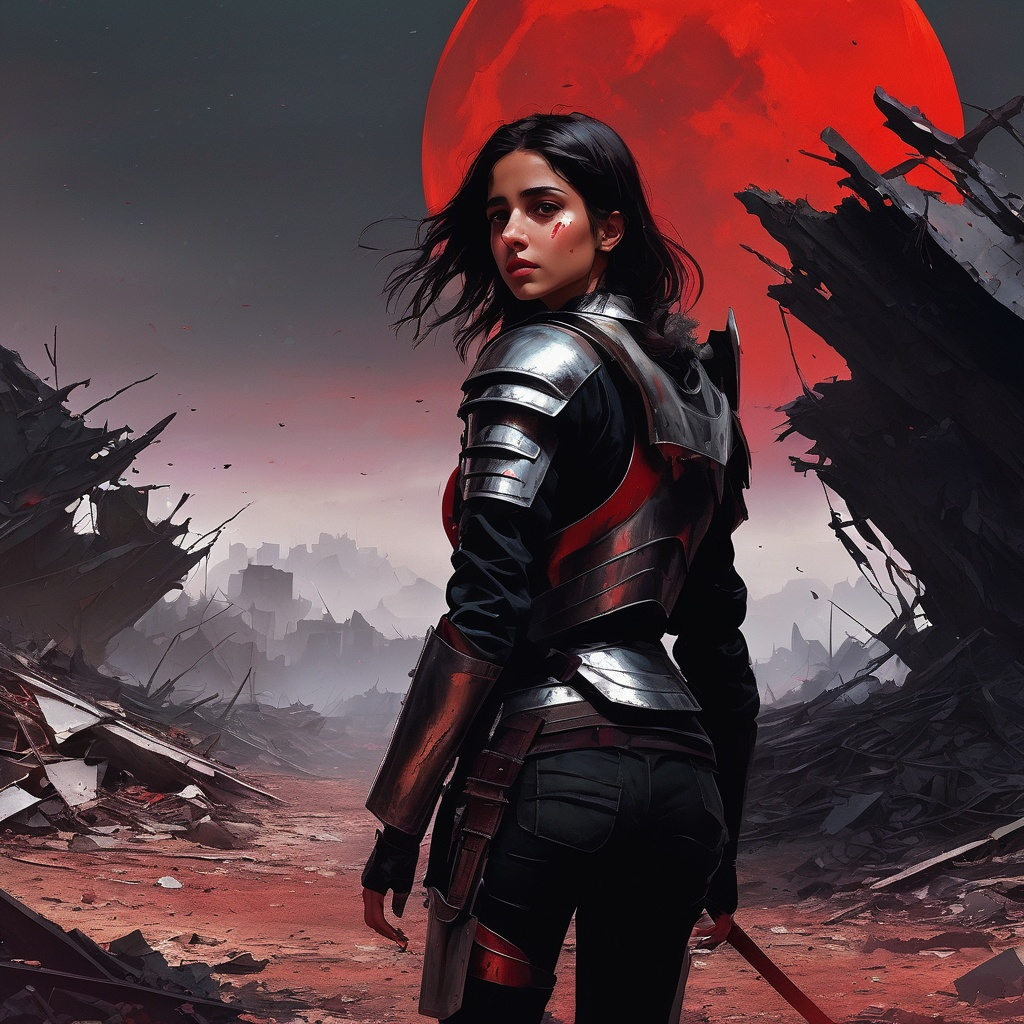 Naomi Scott, Ragged female with clean cut long brow...