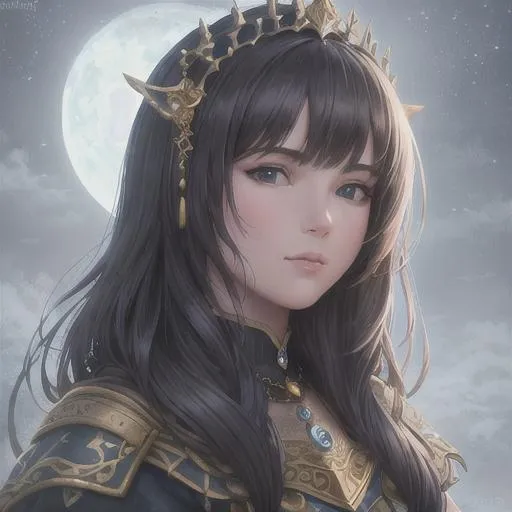 Prompt: Close-up face, HDR, high quality, hyperrealistic, 8k, good art style, good face, good hand, detailed, detailed face, head shot, detailed painting, outdoor, UHD, 64K, highly detailed, studio lighting, Professional, trending on artstation, 

Luna is a moonlight mage, attuned to the mystical powers of the moon. With silver hair that cascades like moonbeams and eyes that shimmer with lunar radiance, she harnesses the power of moonlight to cast spells and manipulate shadows. Luna can create illusions, enhance her own abilities under the moon's glow, and channel moonlight energy to heal wounds and cure ailments. She is a guardian of the night, using her powers to maintain balance and protect against the encroachment of darkness.