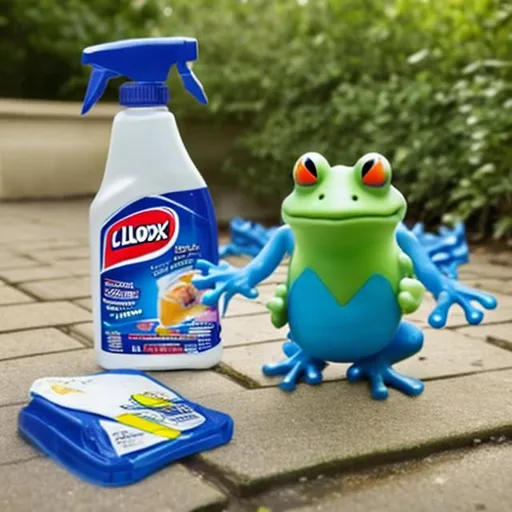 Prompt: clorox wipes attacking frogs
