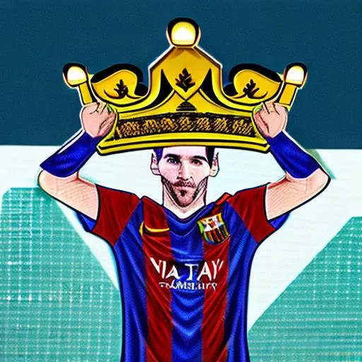 Prompt: messi wearing a crown 
