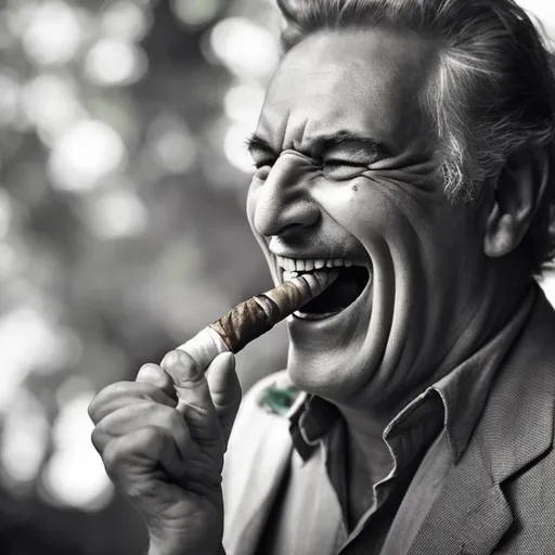 Prompt: laughing man with cigar