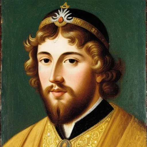 Prompt: portrait of a 10th-century French light-haired king