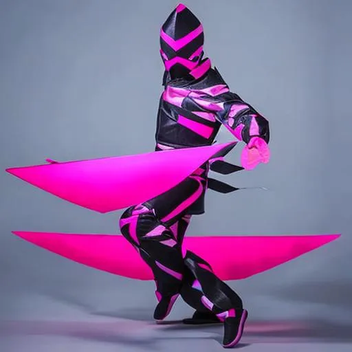 Prompt: Masashi Kishimoto, Mikio Ikemoto art style Pink energy and lighting ninja art style with mask static pink form ninja by Masashi Kishimoto, Mikio Ikemoto