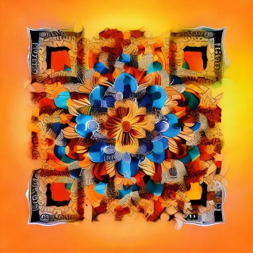 Prompt: Mandala art orange colour flower mandala