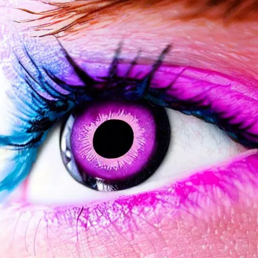 Prompt: Eye colored Pink purple and blue