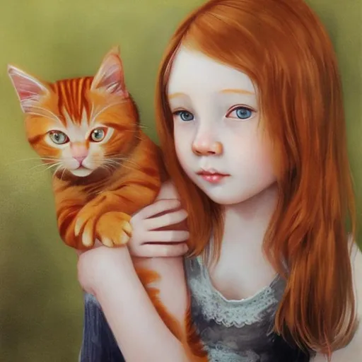 Prompt: ginger girl with a cat