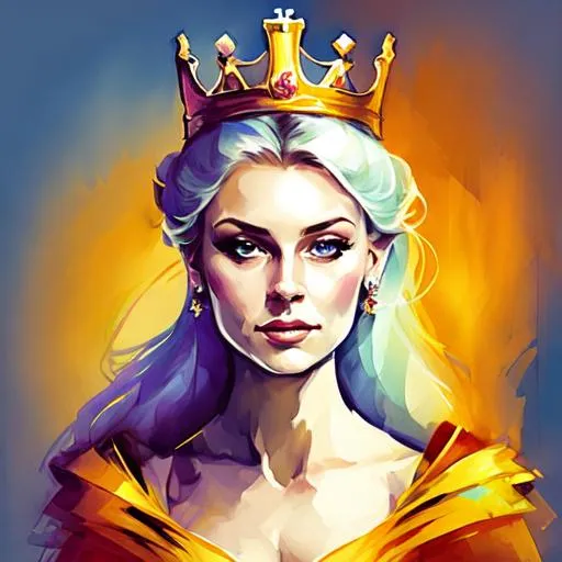 Prompt: chess queen as women, digital art, beautiful, symmetric face, crowned, RTX, beautiful background,