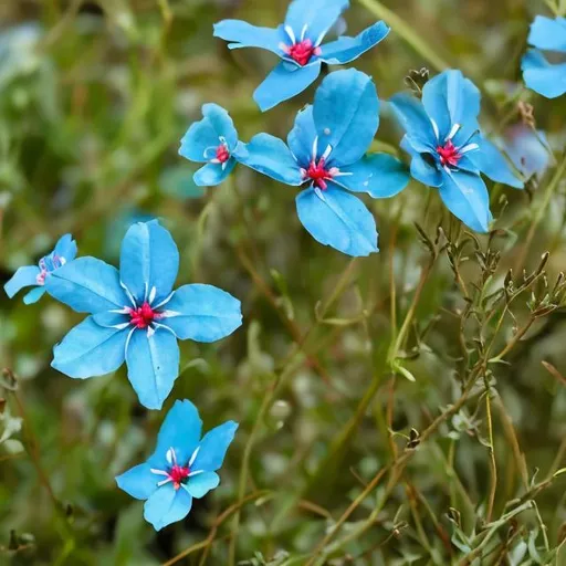 Prompt: Green head plain with blue flowers