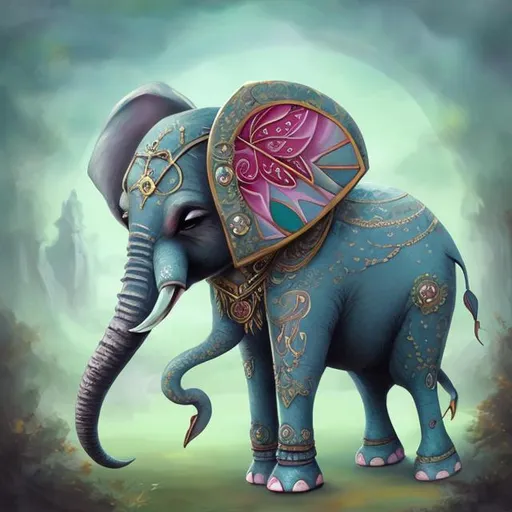 Prompt: Korian eye Elephant imaginary  Koria fine art    
