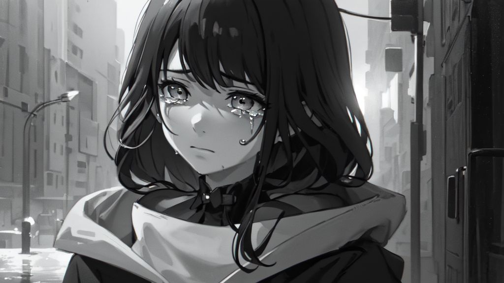 Prompt: ((best quality)), ((illustration)), ((masterpiece)), 1girl, greyscale,  <lora:raiden_shogun:1>,  <lora:shogun:1>, crying, crying with eyes open, sad face, wet face, tears