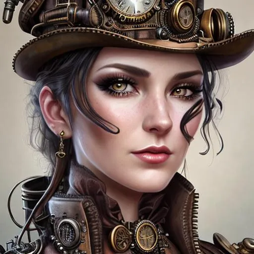 steampunk lady, closeup, hyper realistic | OpenArt
