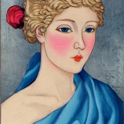 Prompt: Blonde Short hair
Blue eyes
Women
Pale
Art
young
pretty
medival


