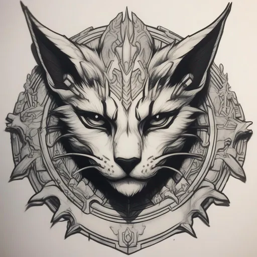 Prompt: Central Spine Crest, khajiit , In Marker art style, Masterpiece, best quality