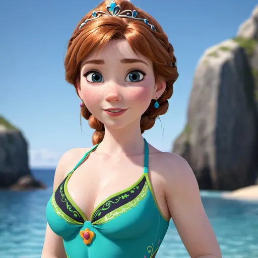 Prompt: 
princess anna in a swimsuit

