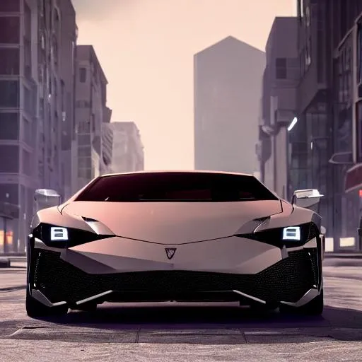 Prompt: professional photo of a futuristic lamborgini on the streets of a dystopian futuristic city, 4k, octane render, Unreal Engine