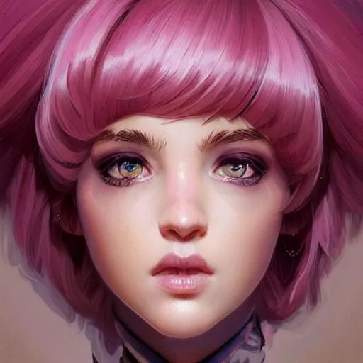 Prompt: portrait of pink blunt bob elf, intricate, elegant, highly detailed, digital painting, popstar, concept art, smooth, sharp focus, illustration, art by artgerm and greg rutkowski and alphonse mucha and uang guangjian and gil elvgren and sachin teng and wlop, symmetry