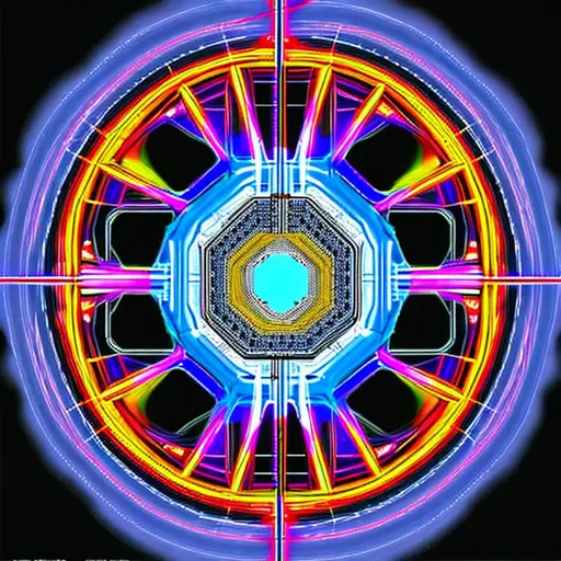 Prompt: Patent drawing of a Nuclear Fusion chamber, hyper realistic, detailed, masterpiece, futuristic, vivid, fractal design