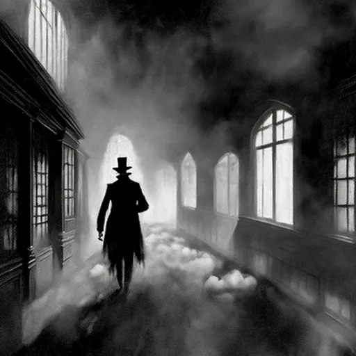 Prompt: black smoke-like figures wandering in a dark corridor, intricate scene, dreadful, dark, victorian, enhanced facial details, concept art trending on artstation