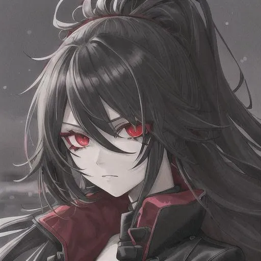 anime-portrait-of-a-girl-black-long-messy-hair-red