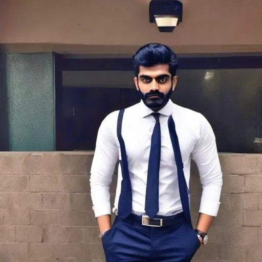 Prompt: A handsome 25 Indian man, a serious business man.