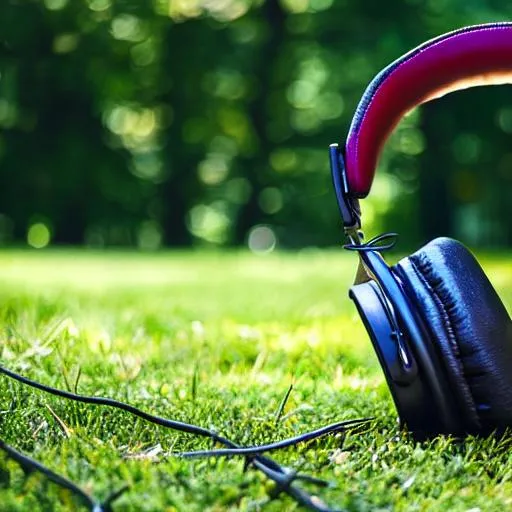 Prompt: HEADPHONES IN A SUNNY PARK