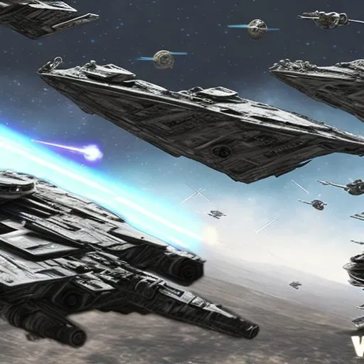 Prompt: star wars battlefield, republic vs seperatists, troopers, spaceships