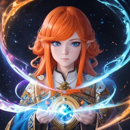 Prompt: "Full body, oil painting, fantasy, anime portrait of a  young gnome woman with flowing light orange hair and dark blue eyes | wearing intricate wizard robes, #3238, UHD, hd , 8k eyes, detailed face, big anime dreamy eyes, 8k eyes, intricate details, insanely detailed, masterpiece, cinematic lighting, 8k, complementary colors, golden ratio, octane render, volumetric lighting, unreal 5, artwork, concept art, cover, top model, light on hair colorful glamourous hyperdetailed medieval city background, intricate hyperdetailed breathtaking colorful glamorous scenic view landscape, ultra-fine details, hyper-focused, deep colors, dramatic lighting, ambient lighting god rays, flowers, garden | by sakimi chan, artgerm, wlop, pixiv, tumblr, instagram, deviantart