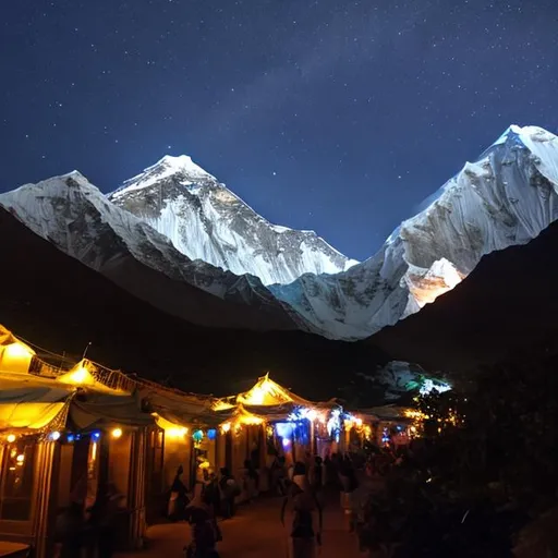 Prompt: everest at night