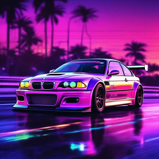 2001 BMW M3 E46 GTR, synthwave, aesthetic cyberpunk,... | OpenArt