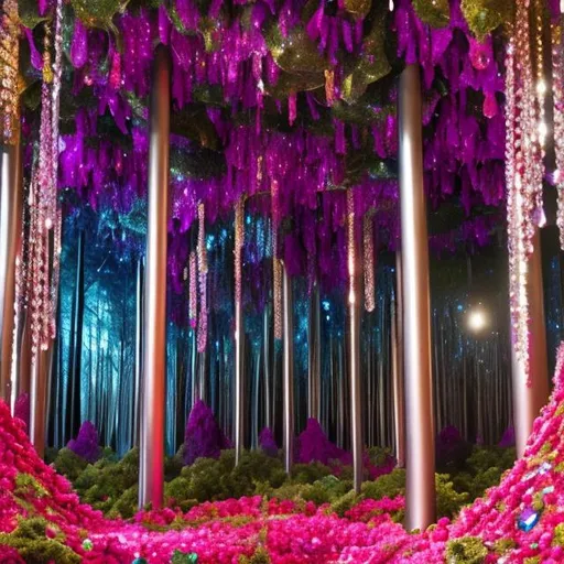 Prompt: forest made of fancy gems